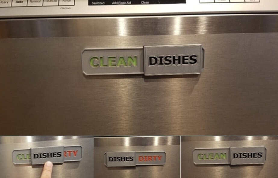 Dishwasher Alert Sign - Easily Keep Track of Dirty or Clean Dishes - Free Shipping!