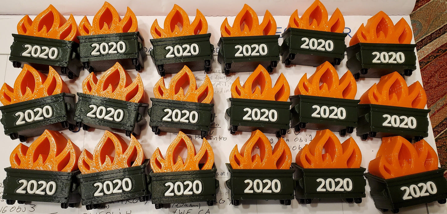 2020 Dumpster Fire Ornament / Flaming Dumpster Welcoming the New Year - Free Shipping!